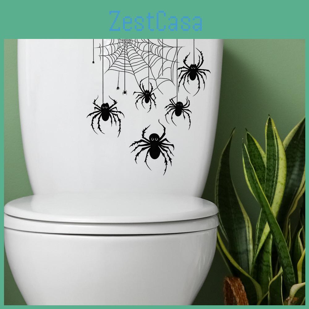 Spider Web Halloween Toilet Sticker Decor For Living Room Bedroom Entryway And