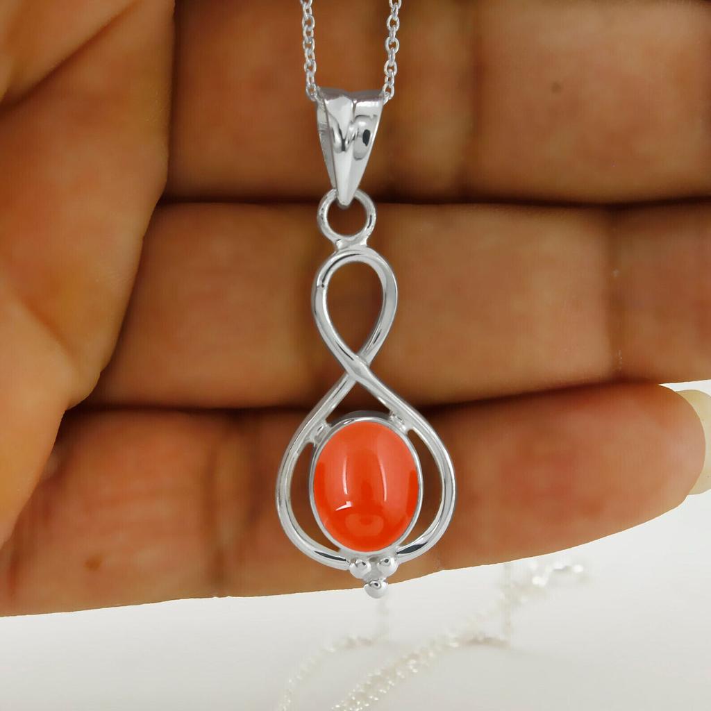 Přívěsek z karneolu-Náhrdelník s drahokamem z pravého karneolu-Přívěsek ze sterlingového stříbra 925