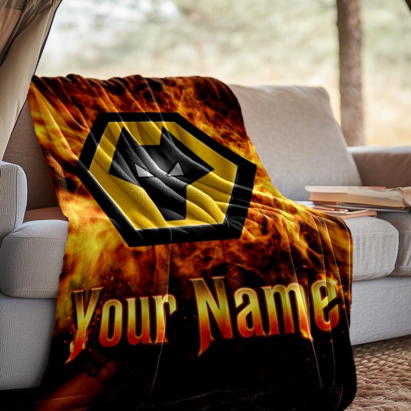 Custom Name Wolves Football Throw Blanket - Perfect for Couch, Bed, Office, and outdoor Travel - Ideal Gift for Christmas & Holidays