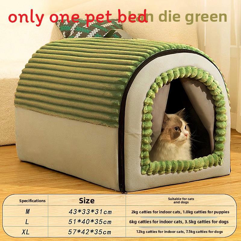 Soft Pet Cabin With Door Flap For Dogs And Winter Warmth Protection