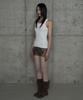 Etosome Front Zipper Belt Leather Skirt Pants (Moca)