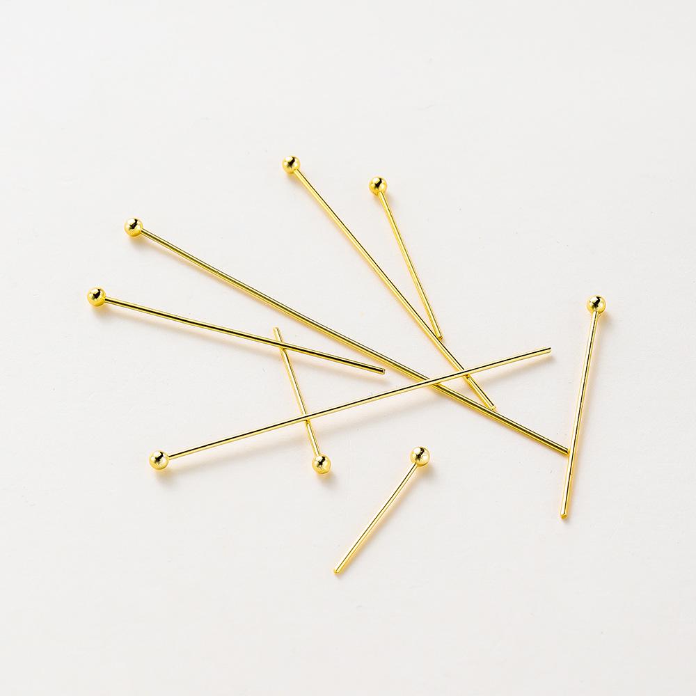 14k Copper-Plated Round Head Pins for DIY Jewelry - Gold Retention Ball Pins for Earrings and Pendants