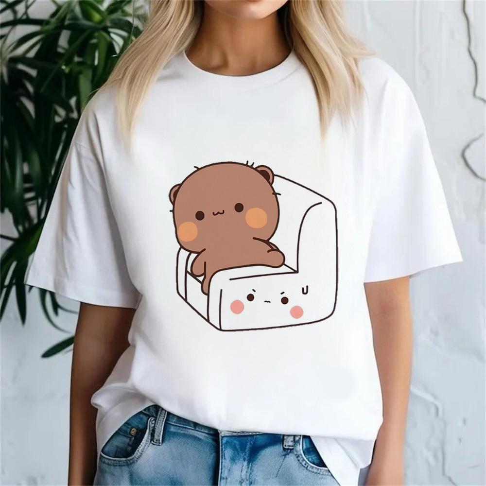 Bubu Dudu T-Shirt Damen Atmungsaktiv Pastell Trendig Vintage Buntes T-Shirt Koreanische Kleidung Hip Hop Streetwear Frauen 2000er Punk