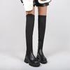 Damen Stiefel mit dicker Sohle, 2024 Frühling Herbst, atmungsaktive Stricksocken, Overknee-Stiefel für Damen, Stretch, runde Zehenpartie, Übergröße 43