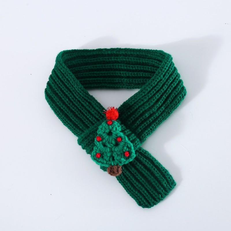 Solid Color Knitted Christmas Scarf Pets Dogs Cats Warm Fleece Winter Accessory Holiday Gift
