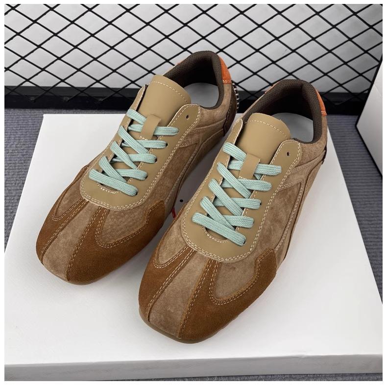 Genuine Leather Sneakers Training Lace-up Casual Sports Women's Shoes Autumn Winter Plus Velvet Retro Training Women Shoe
