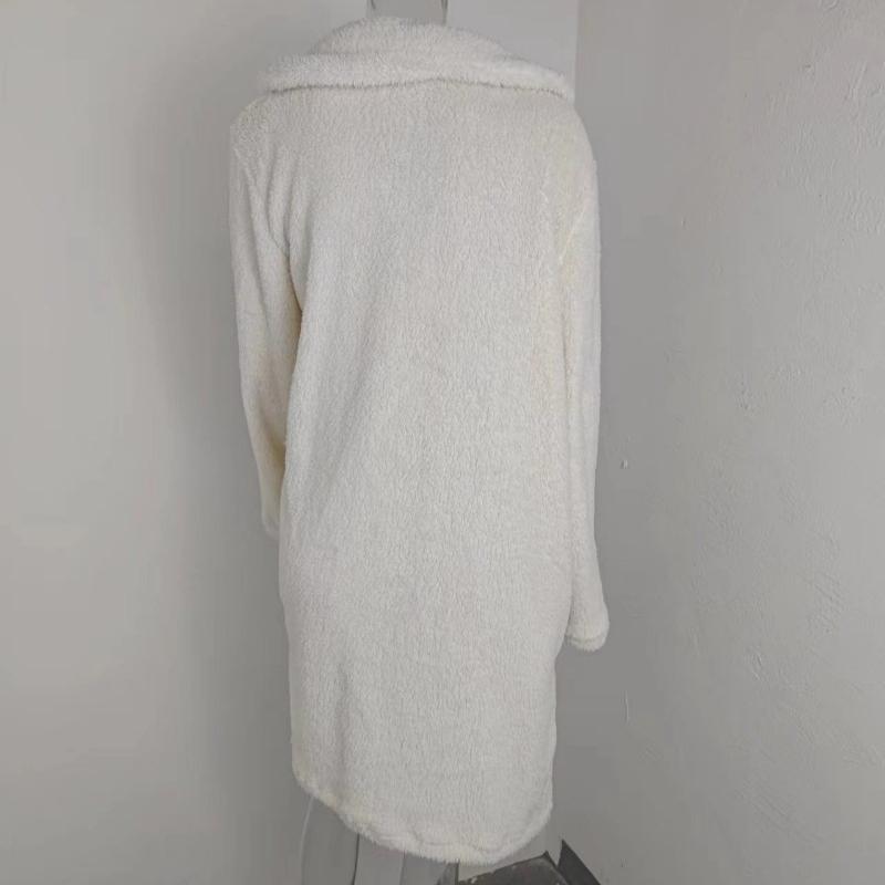 Toamnă și iarnă groasă cu mânecă lungă cu revere jachetă damă plus size fleece din pluș paltoane lungi calde femei lejer casual jachete solide pentru femei 24959