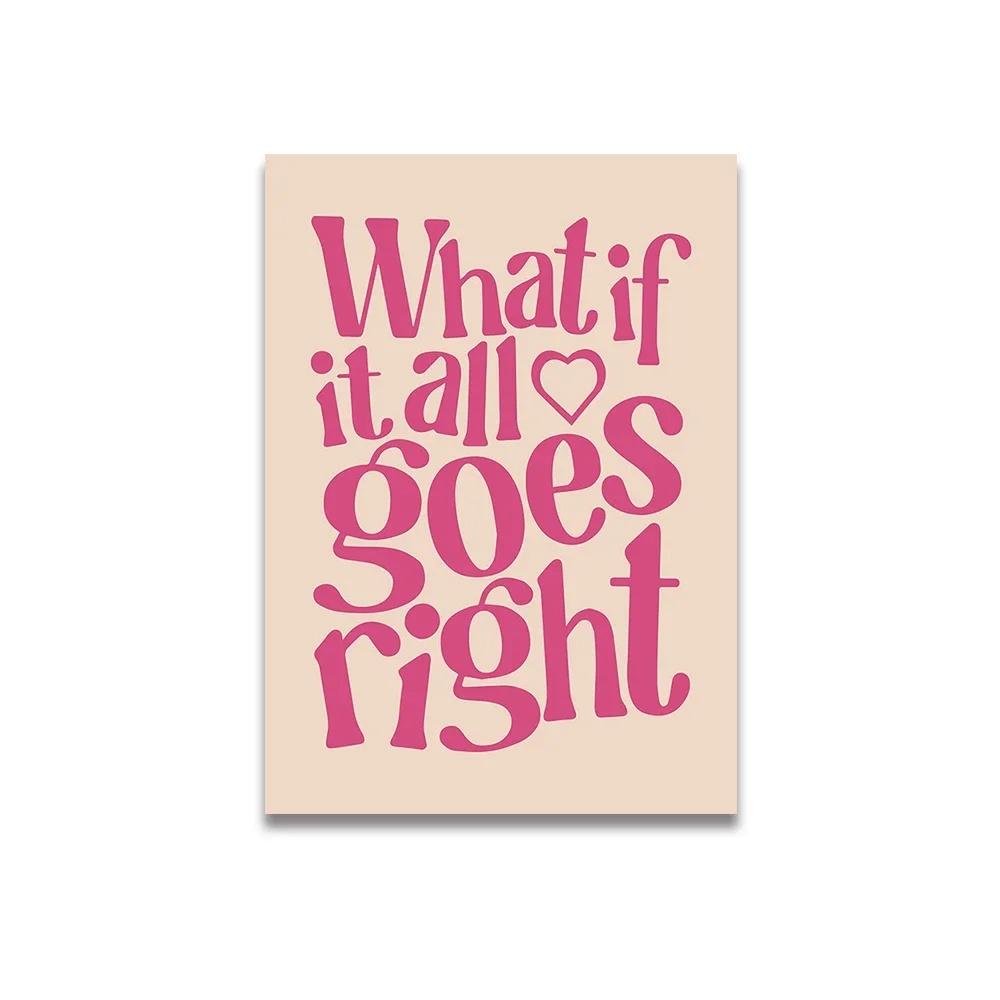 Vintage Pink Cartoon Print Canvas Posters Wall Art Poster Home Decor Canvas Print Painting  Living Room Bedroom Decor Unframed