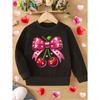 Kids Sweatshirt Bow Cherry Print Creative Casual Sweet Spring And Autumn Sweatshirt