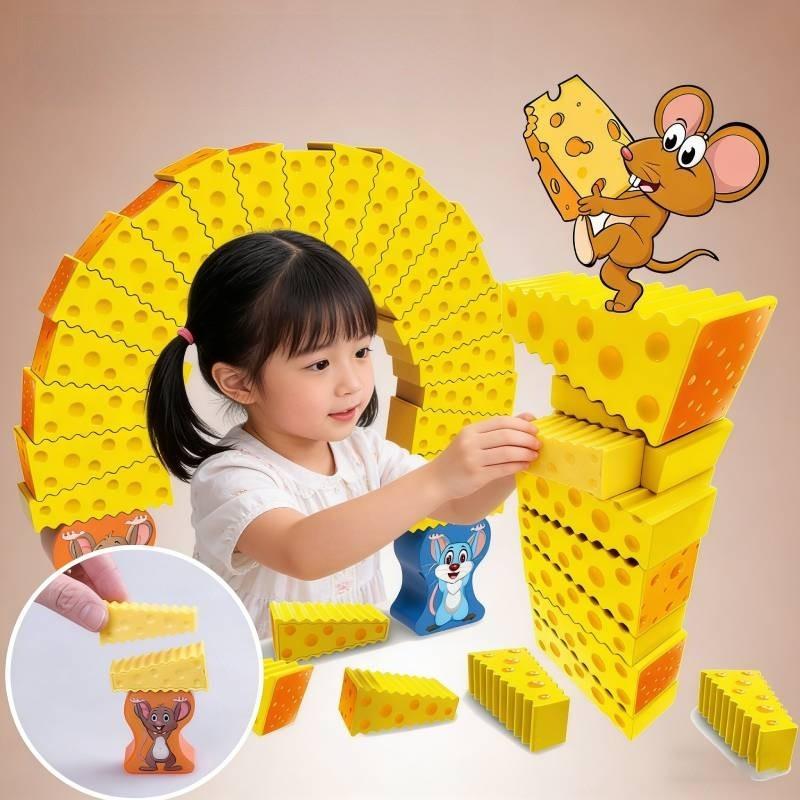 Mouse Cheese Stack Tower Stacking Toy For Kids With Visual And Handeye Coordination Development