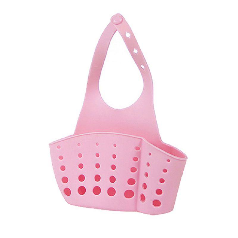 

Sink Soap Kitchen Sponge Holder Organizer Adjustable Snap Hanging Drain Basket рожевий