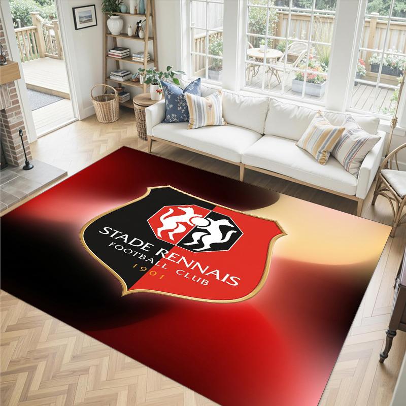 Stade Rennais FC Design Crystal Velvet Carpet Cozy Non?Slip Printed Rug For Bedroom Living Room Entrance