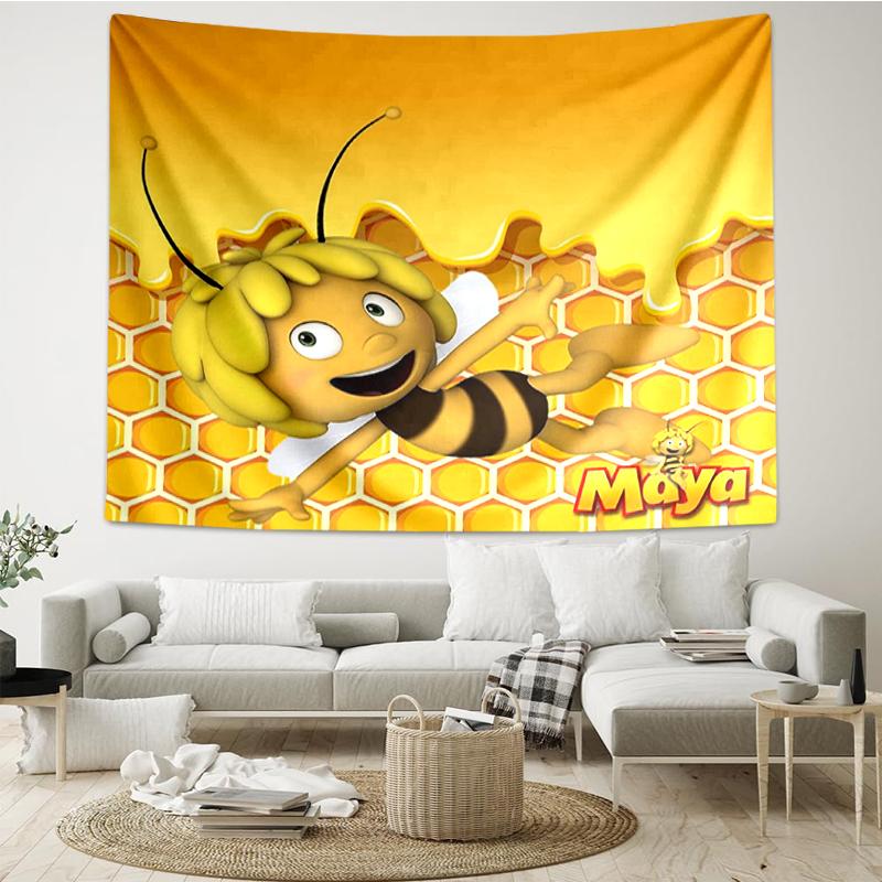 Maya the bee Print Tapestry, Backdrop, Easy Setup, Ideal for Bedroom, Office & Living Room, with Aesthetic Wall Hanging Decor.