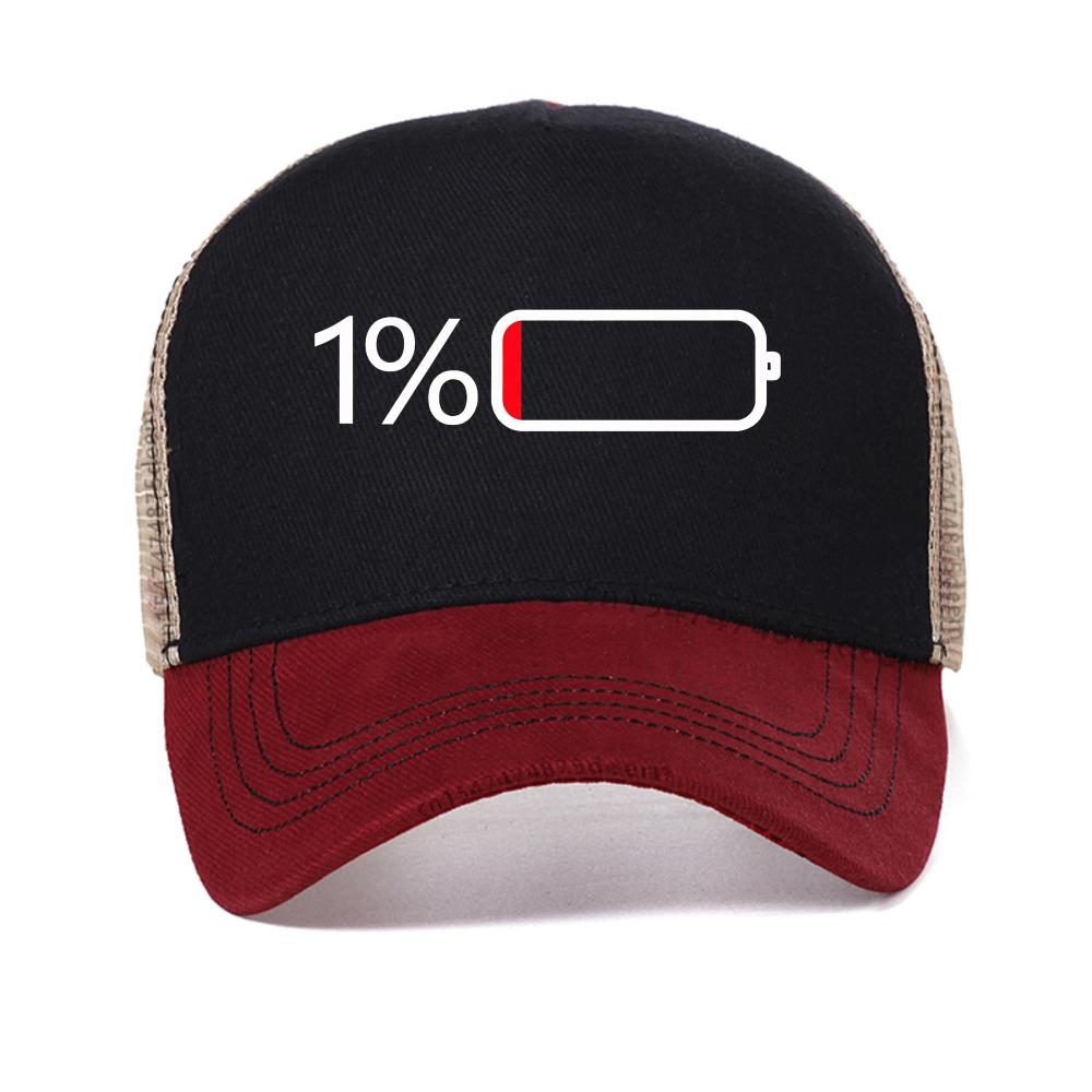 Battery Low Print Baseball Cap for Women Casual Summer Breathable Snapback Hat Outdoor Sun Mesh Trucker Hats Adjustable Hats
