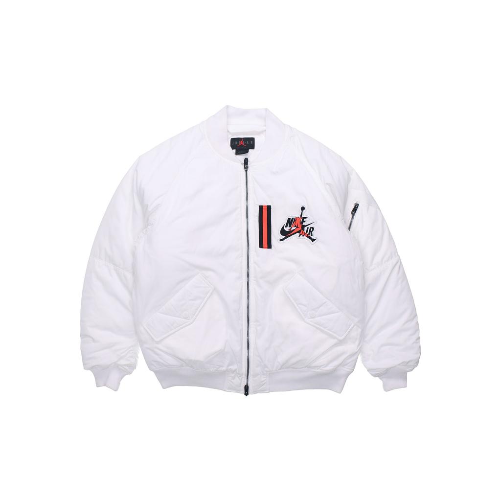 Jordan Wings MA-1 Logo Print Warm Casual Long-Sleeve Baseball Collar Jacket Men Jacket White AV2599-100