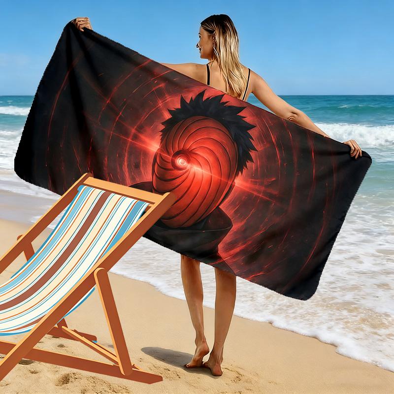 Obito Uchiha Masked Print Beach Towel, Large Soft Quick Dry Towel for Beach Camping Swimming