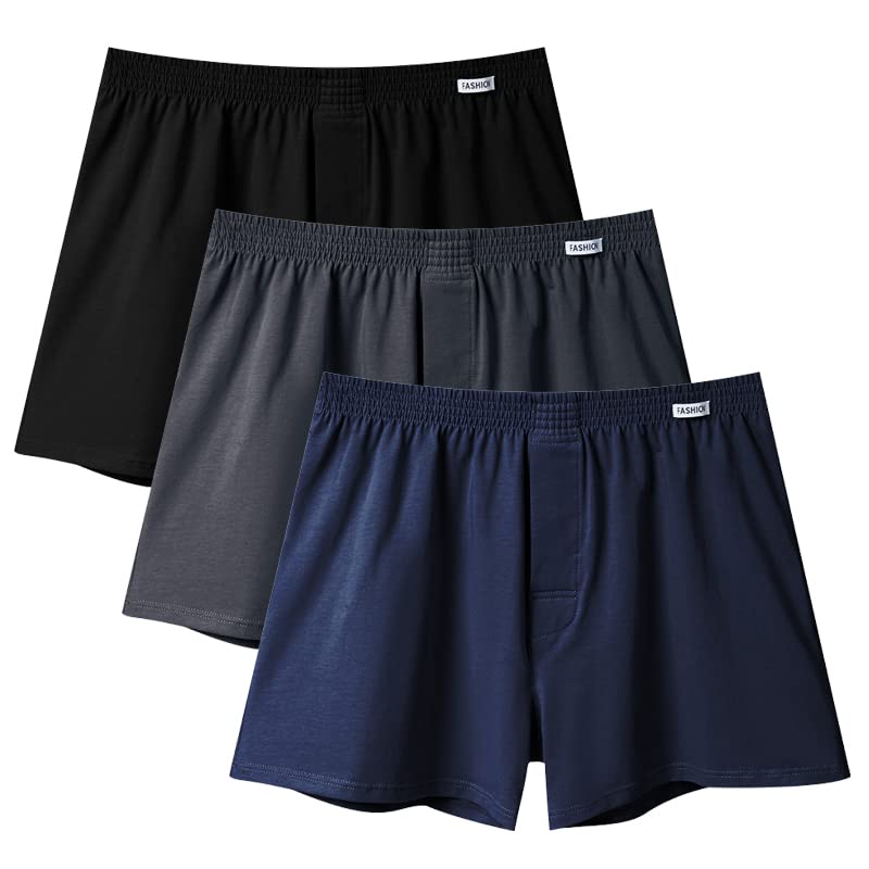 Kaiyas Knit Sizes and and Perfect as a Gift Men's Trunks, Open-Front, 3-Pack/5-Pack, M, L, XL, 2XL, Cotton, Popular, Cute, Breathable, (XL, 3-Pack, C)