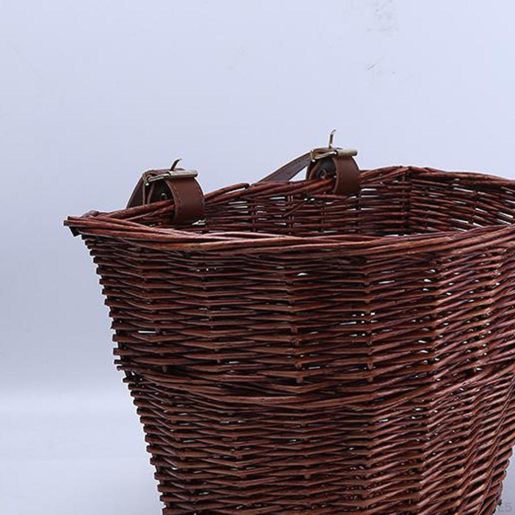 Cesto Anteriore Manubrio Bicicletta Ciclismo Stoccaggio Donna Shopping Rattan