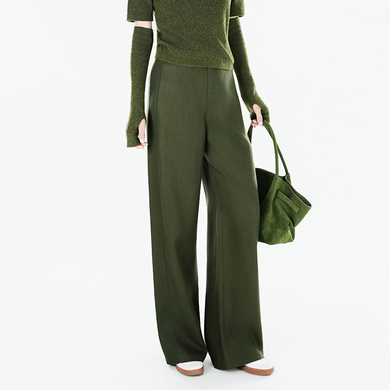 Cool Lyocell Tencel Linen Wide Leg Pants Women's Summer Thin Linen Old Money Style Loose High Waist Straight Pants