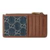 Gucci Logo GG Monogram Denim And Leather Zip Card Holder Women Card Holders Blue Brown 697717-2KQGT-8375