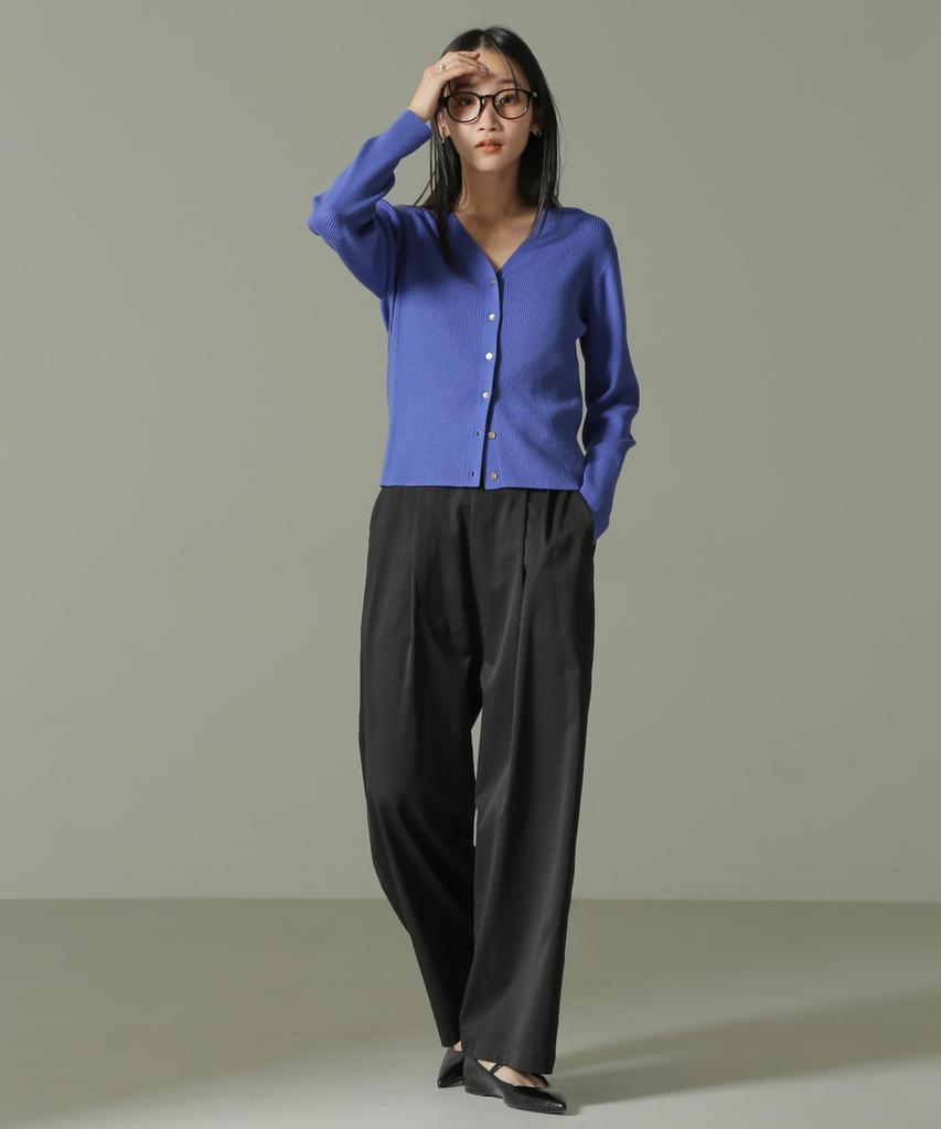Nano Universe Wide F Women's Two-Tuck Pants, 010, Black, 673-5127302
