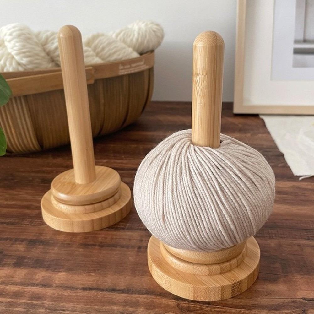 Detachable Base Wooden Yarn Holder Manual Dispenser Rotating Rack  Crochet Tool