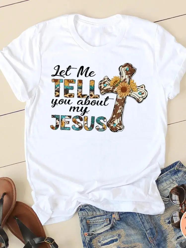 Clothing Casual FeUnisex Tshirts Ladies Graphic Letter Style Cute Sweet Sleeve Fashion Women Print Tees Faith Aesthetic Clothes