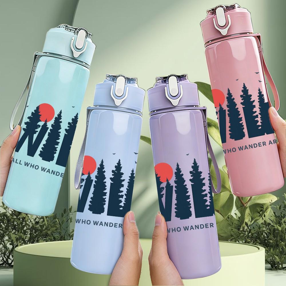 1PC Wild Mountain Pine Tree 750ml Color Plastic Sports Water Bottle Leakproof Flip Straw Lid Suitable for Sports Office Home Use
