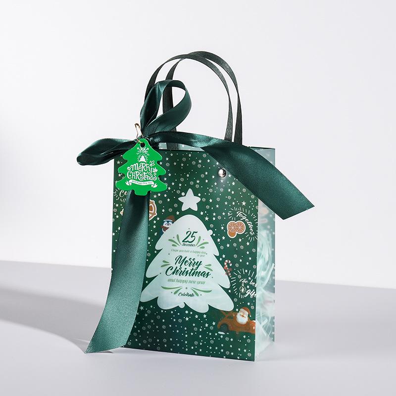 Santa Claus Christmas Gift PVC Tote Bag - Square Souvenir & Apple Packaging for Christmas Eve