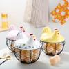 Egg Storage Basket Ceramic Iron Vivid Chick Shape Kitchen Egg Storage Basket Blue 19 x 16 x 10cm