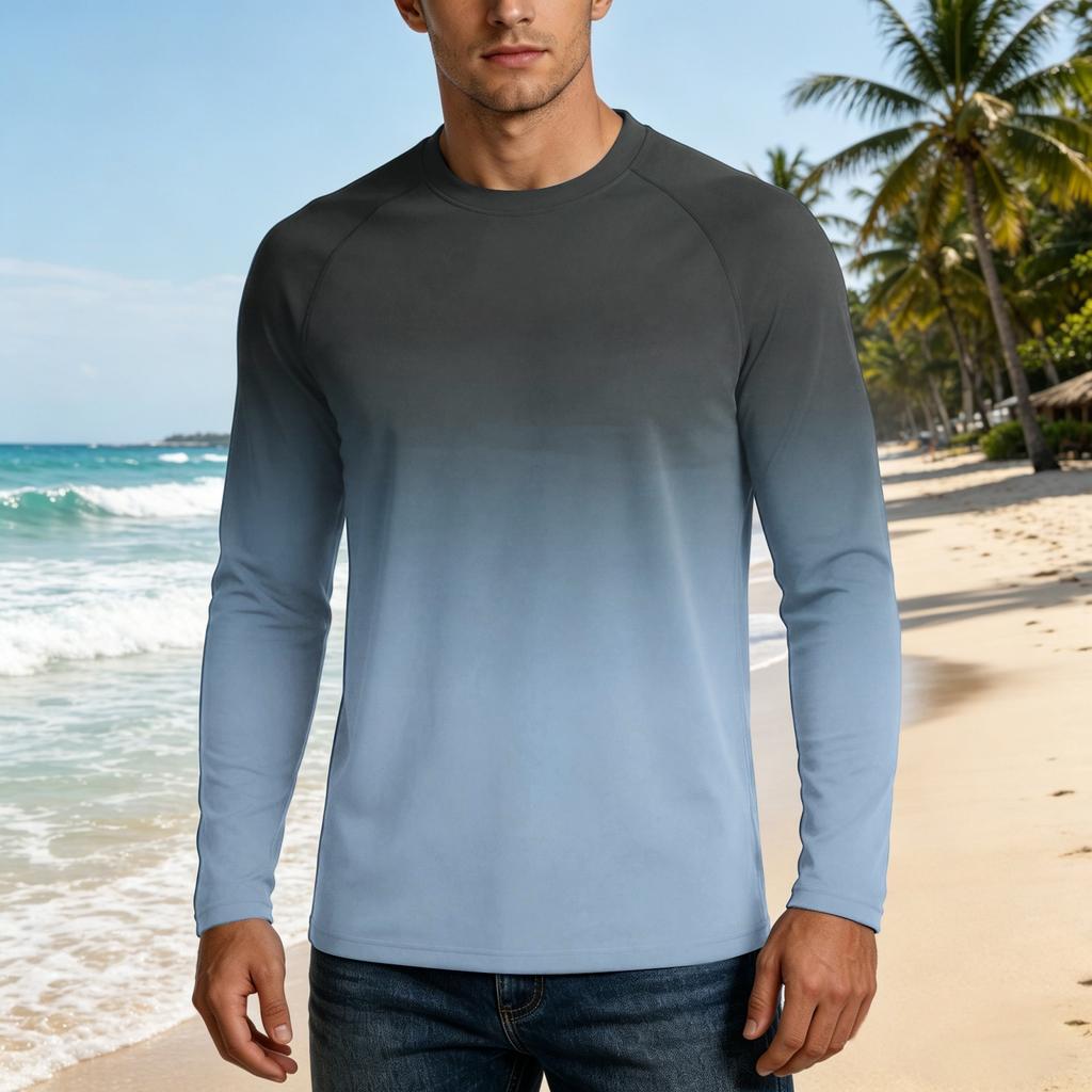 Men's Long Sleeve Outdoor Shirt UPF50 Plus Sun Protection Breathable Loose Fit Summer Casual Lightweight Quick Drying T-Shirt