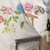 Vintage Flowers Herbaceous Plant Linen Texture Tulle Curtains For Living Room Kitchen Sheer Voile Curtain Bedroom Window Panels