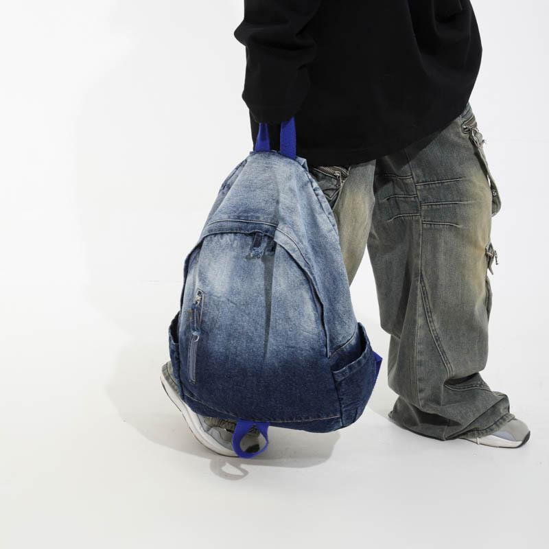 Schoolbag Fashion Denim Lazy Wind Backpack 1011 New Simple Korean Version Tide Harajuku College Student Ladies Backpack