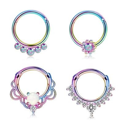 1 bis 4 Stück 16G Edelstahl Bunter Septum Nasenring Hypoallergener Knorpel Daith Piercing Schmuck für Damen und Herren