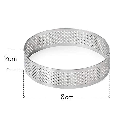 Ntcpefy 8pcs 8cm Stainless Steel Tart Molds, French Dessert Mousse Fruit Pie Tart Rings Quiche Cake Molds