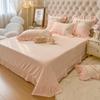 Romantická francouzská vintage vyřezávaná sametová krajka volány květiny výšivka ložní souprava sametový fleece povlak na přikrývku prostěradlo povlak na polštář
