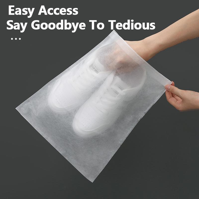 Portable Shoe Storage Drawstring Eco Storage Bag for Sundries Non-woven Bag Cover Anti-yellow White Shoe Dustproof Shoe Cover