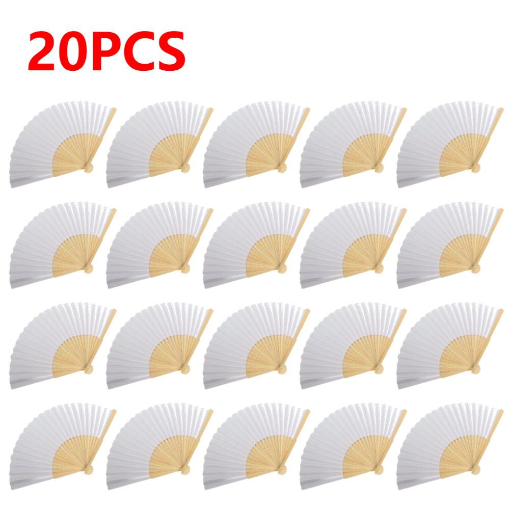 50PCS-1 DIY Paper Bamboo Folding Fan Adults Children's Calligraphy Painting Practice Blank White Folding Fan Wedding Gifts