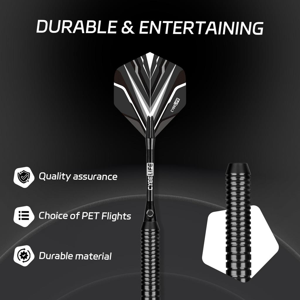 CyeeLife Brass Darts with Plastic Tips 3 Darts, 6 Shafts, 6 Flights, 30 Tips, 2 Flight Protectors, Dart Case Included Professional Soft Darts