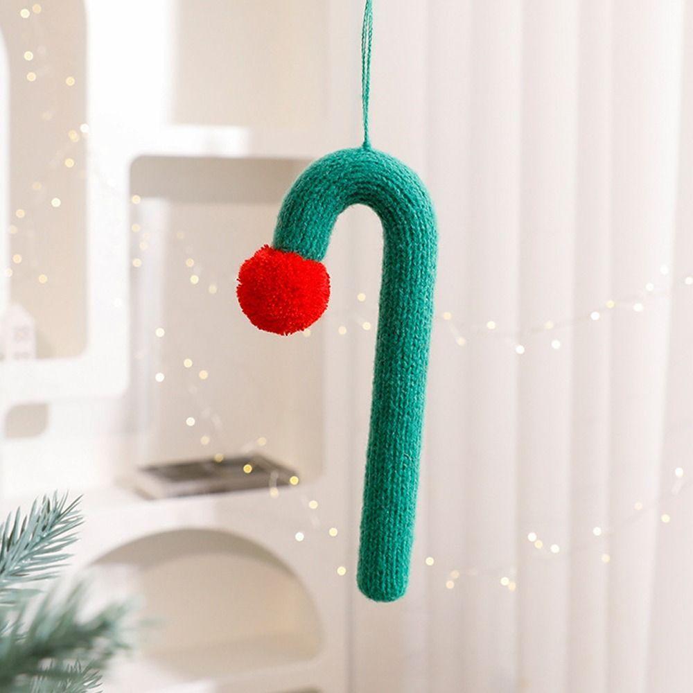 Knitted Hanging Candy Cane Ornaments Cartoon Christmas Walking Stick Candy Holiday Festival Decor
