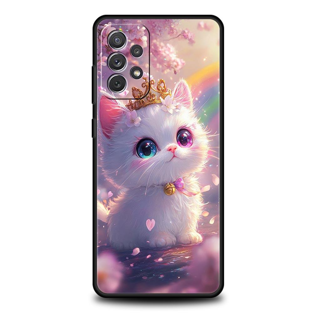 

Красочный чехол для телефона с дизайном кошки для Samsung Galaxy A55 A35 A15 A14 A13 A25 A54 A51 A71 A72 A73 A32 A52 A41 5G Мягкий TPU корпус Сумки Samsung A25