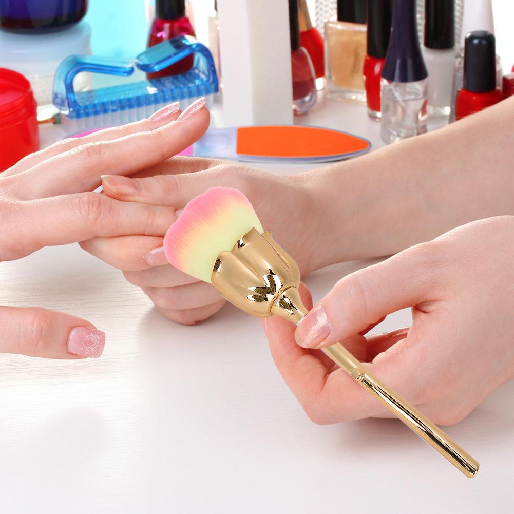 Rose Shaped Professional Nail Art Dust Removal Brush Portable Blusher Loose Powder Brush