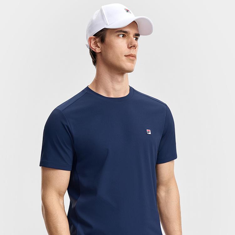 FILA Tennis Moisture Wicking Antibacterial Classic T-Shirt Men tops Cigarette-Blue A11M633112FDB