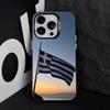 Custodia per Telefono con Mappa Bandiera Greca Grecia Per iPhone 11,12,13,14,15,16,17,Pro,Max,Plus,E,Air,Mini IMD Nero Opaco