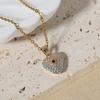 Purple Teardrop Zirconia Heart Pendant Necklace, Golden Tone Dainty Jewelry for Women