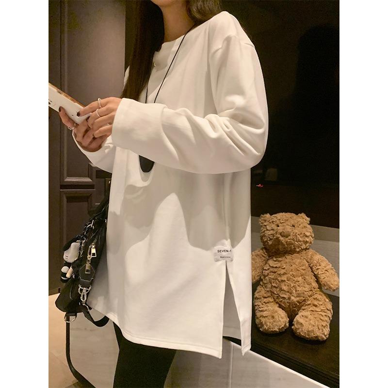 Medium and Long Stacked White Bottoming Shirt for Women's Spring, Autumn and Winter German Velvet Warm Inner Long-sleeved Shirt Simple Top