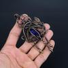 Blue Sapphire Pendant, Handmade Gemstone Pendant, 999 Copper Wire Wrapped Pendant Antique Jewelry, For Engagement Gift