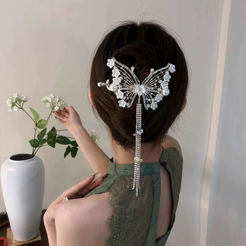Shark Crab Clips Girls Hair Pin Hair Accessories Women Simple Hair Claw Clip Butterfly Pearl Tassel Hair Clip