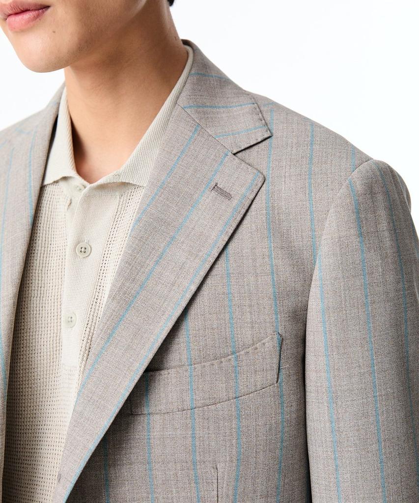 Man On The Boon [Loro Piana Fabric] Striped Wool Single Jacket_Gray 4714151004