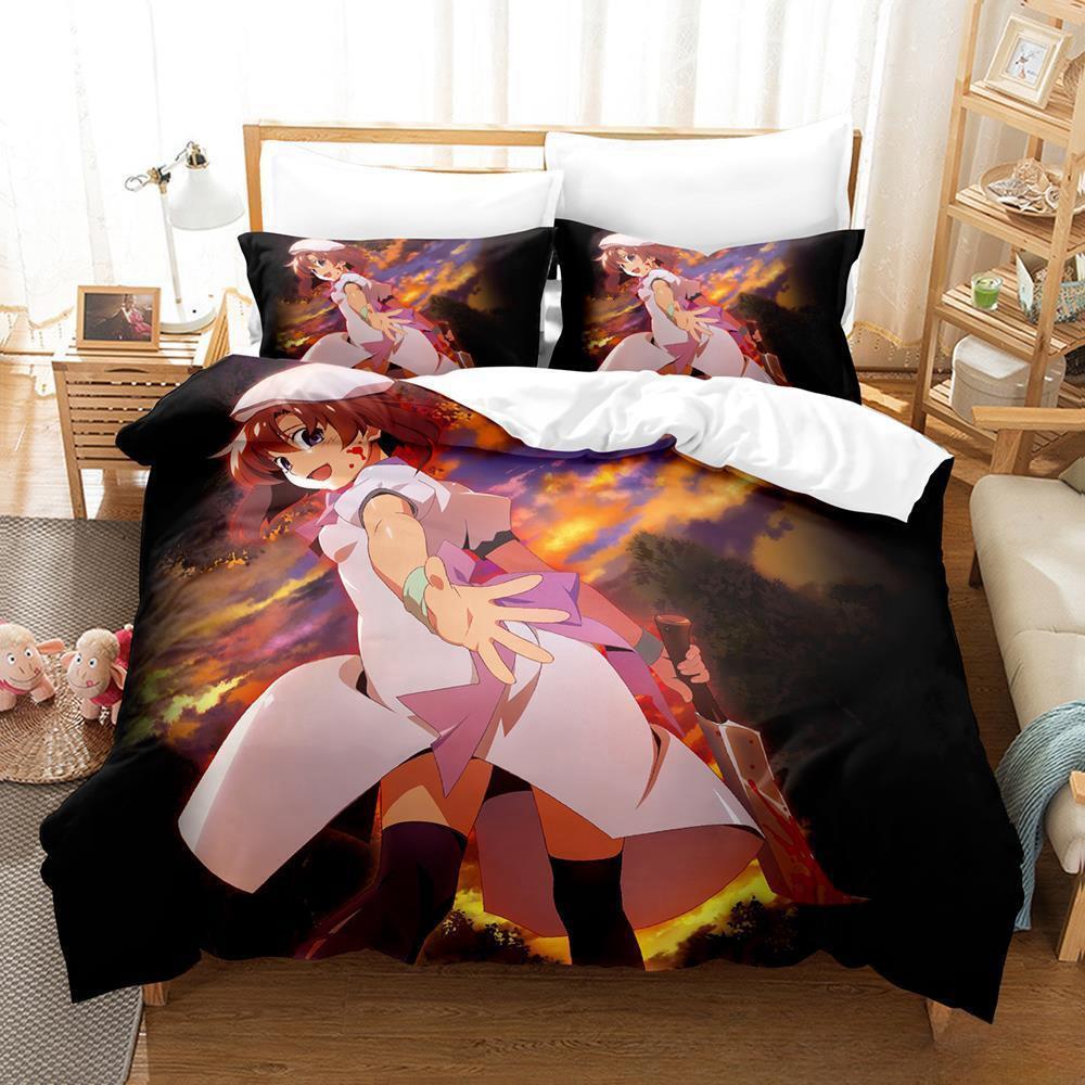 3D Print Anime Higurashi When They Cry Bedding Set Single Twin Full Queen King Size Bed Set Aldult Kid Bedroom Duvet Cover Sets